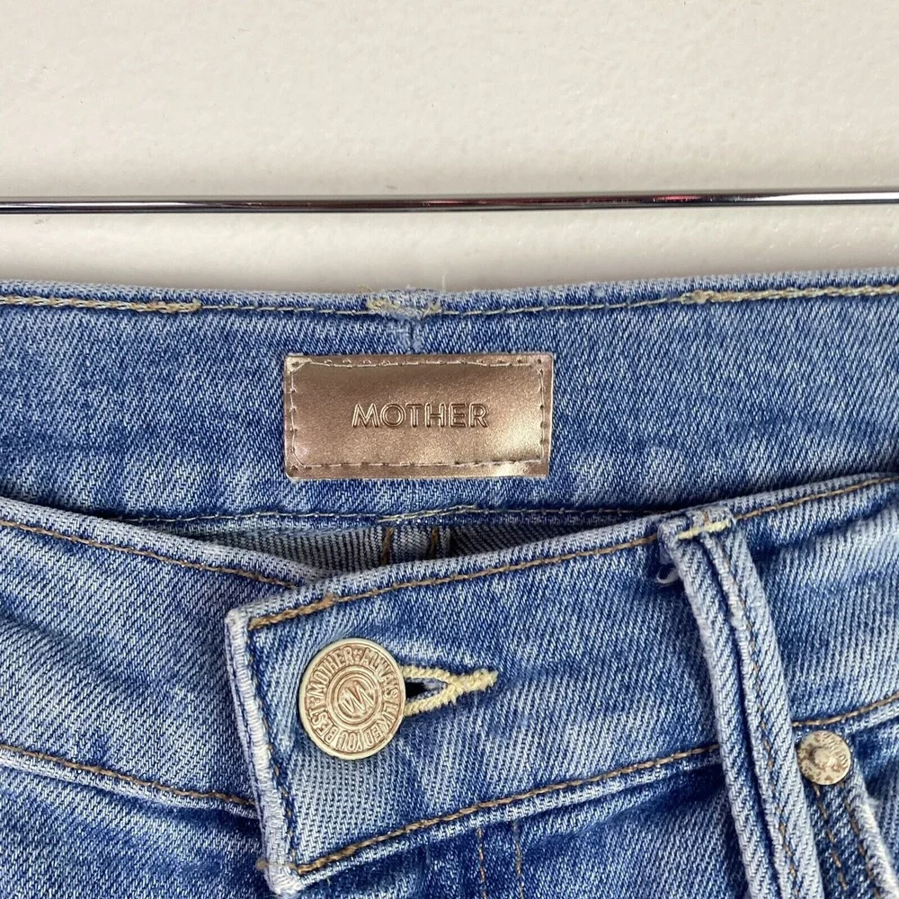 MOTHER The Stunner Zip Ankle Step Fray Exposed Secret Sister Jeans 27 Raw Hem - Picture 5 of 13